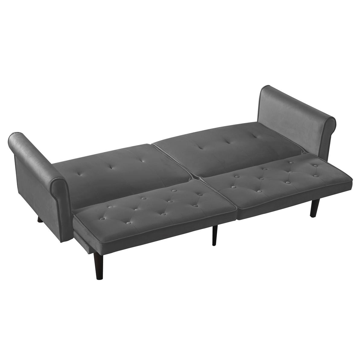 SCHLAFSOFA 150/89/70 cm in Grau Samt mit Verstellbarer Rückenlehne - Grau, Textil (172/70/89cm) - Oxeza