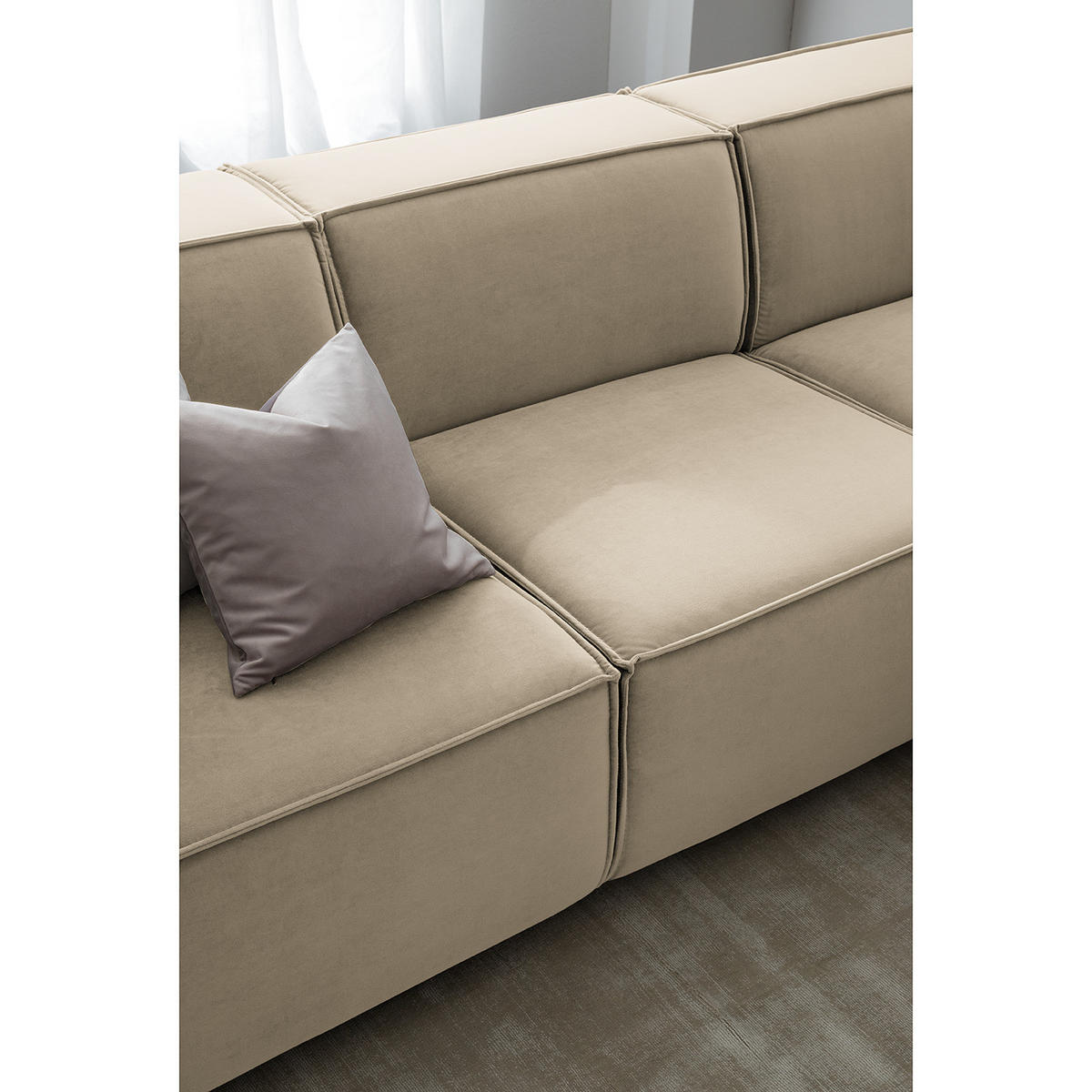 ECKSOFA mit Longchair - Beige/Schwarz, Kunststoff/Textil (260/177cm) - home24