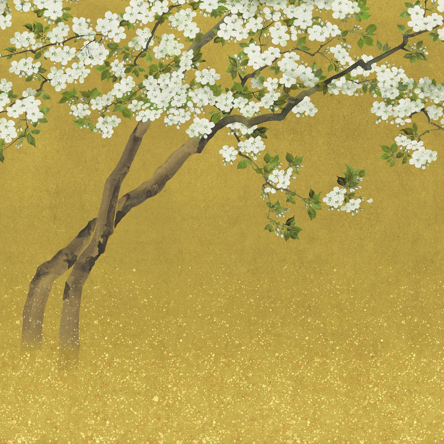 FOTOTAPETE Kirschblüten 371 x 280 cm - Gelb, Papier (371/280cm) - Sanders & Sanders