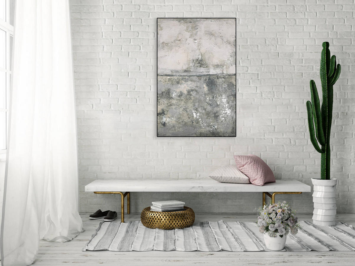 OLEJOMAĽBA 80/120 cm, Zvieratá - sivá, drevo/textil (80/120cm) - KUNSTLOFT