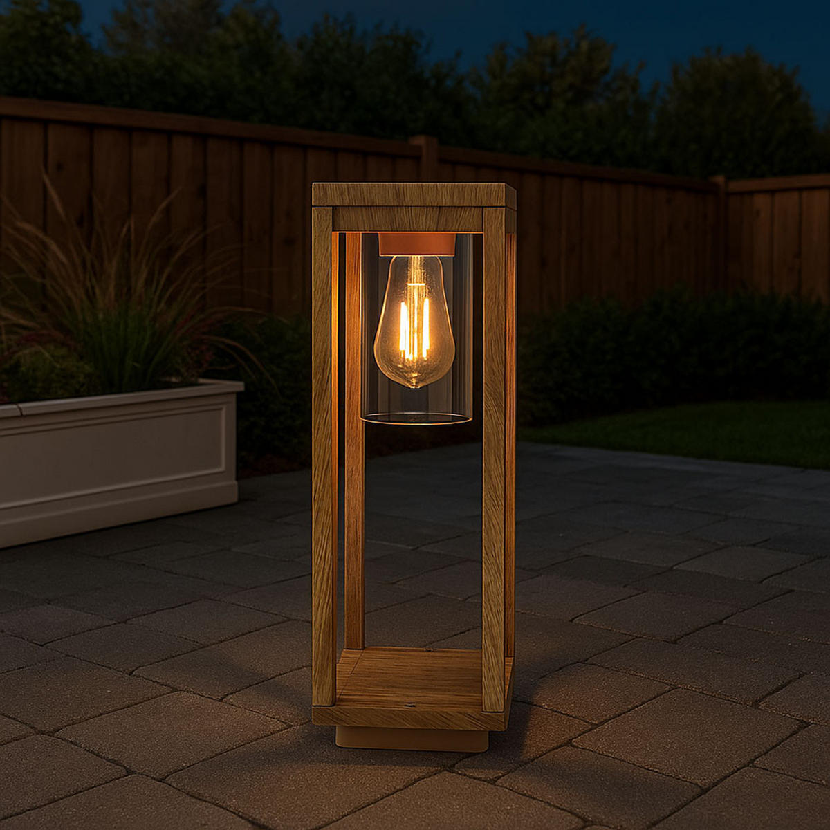 LED SOCKELLEUCHTE Aluminium Holzoptik Braun - Braun, Metall (15/15/50cm) - Globo Lighting