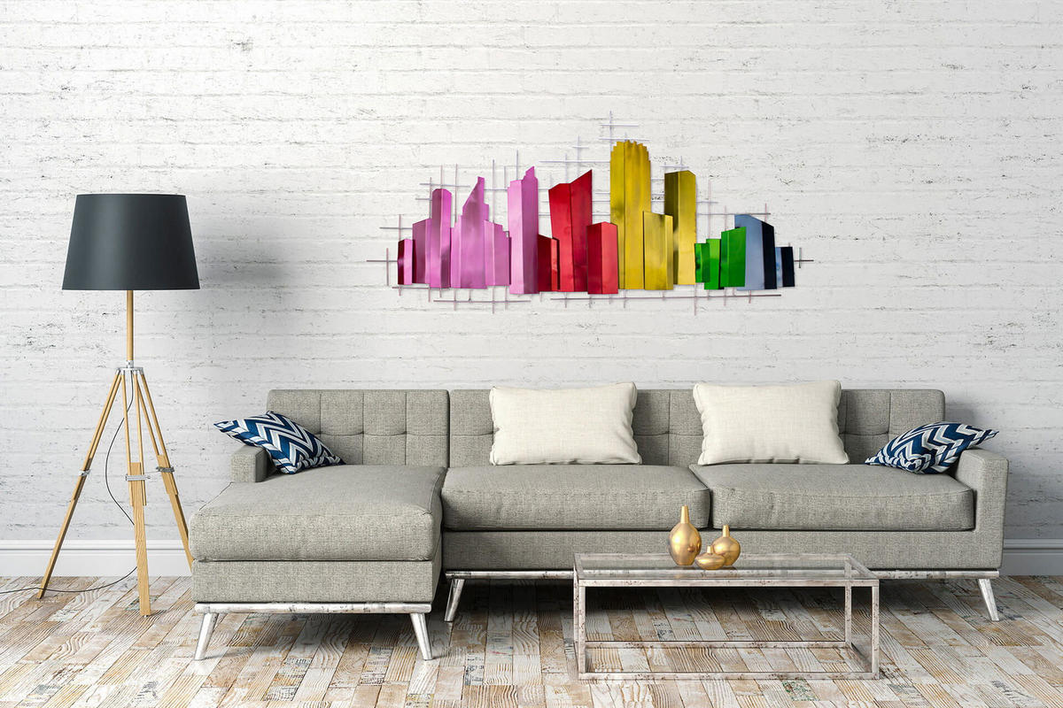 WANDDEKO Bunt 130/60 cm - Multicolor, Metall (4.02/60/6cm) - KUNSTLOFT