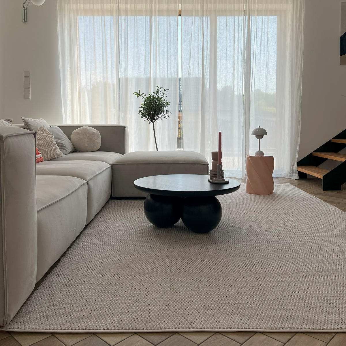 TEPPICH Lora PE15A Mazovia 140x200cm Beige Creme Einfarbig Kurzflor - Creme, Textil (140/200cm) - Mazovia