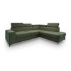 ECKSOFA ALVORO R-S Grün Velours-Stoff mit Schlaffunktion - Grün, Holz (253/190cm) - MASSENO