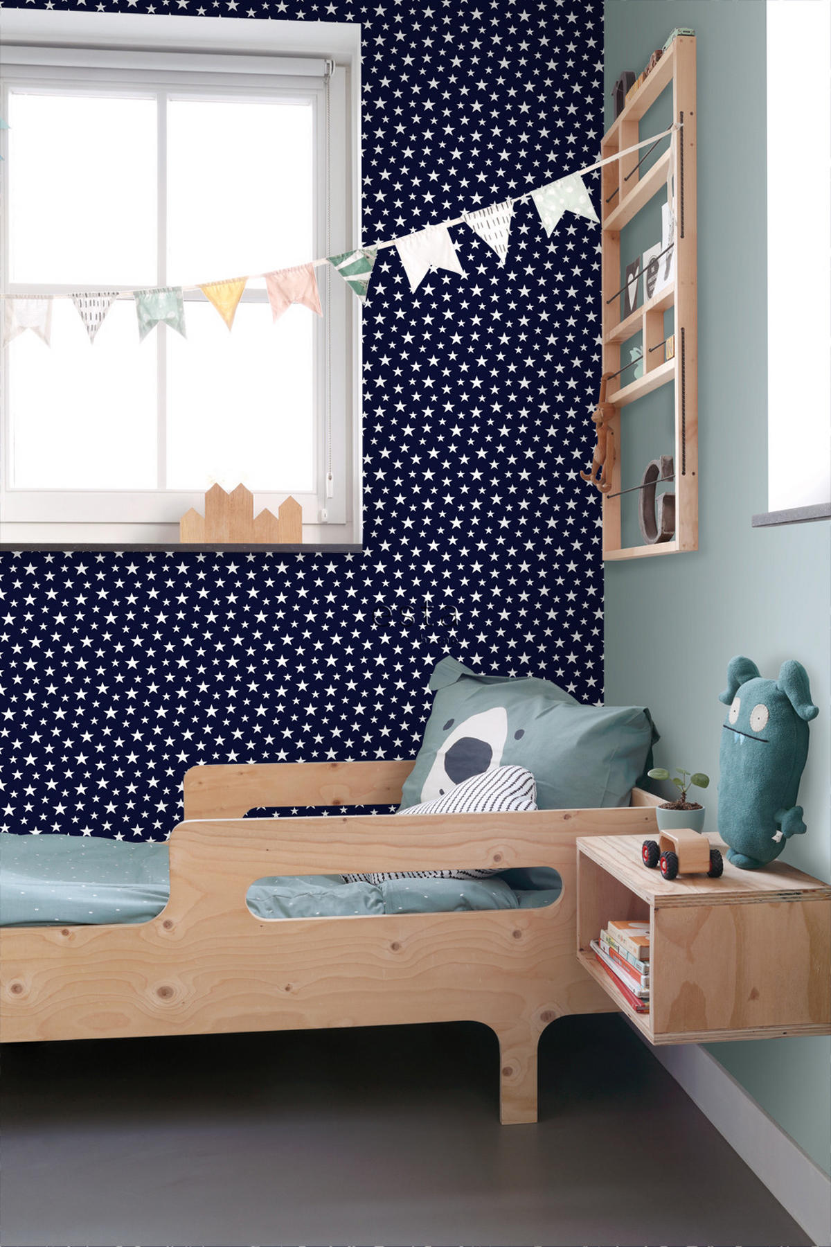 TAPETE kleine Sterne 53 cm x 10.05 m - Blau, Papier (53/0.1cm) - ESTAhome