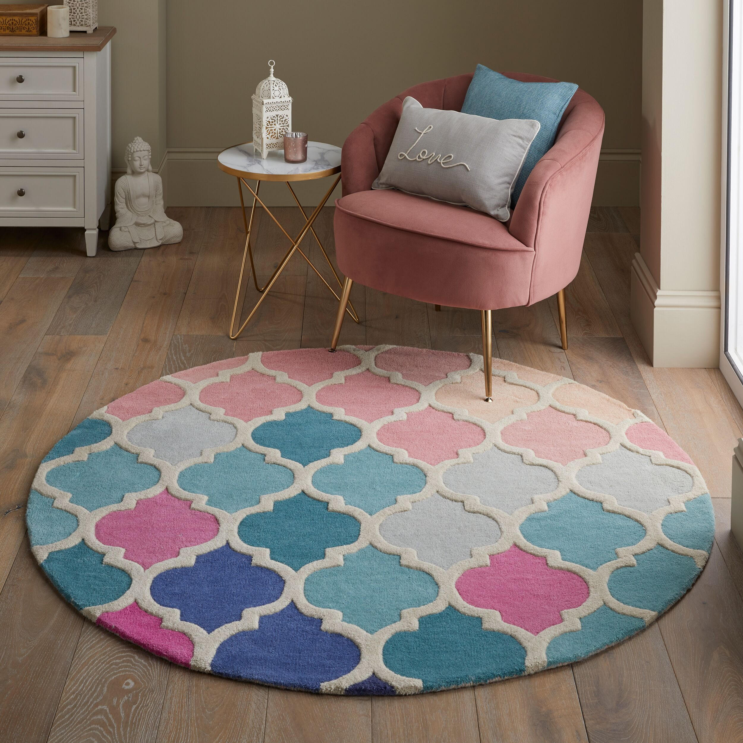 WOLLTEPPICH geometrisch Bunt-Stil DERWENT JOSIE, Multi 160x160 cm - Multicolor, Textil (160/160cm) - KADIMA DESIGN