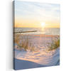 LEINWANDBILD Strand - Sonne - Düne - Gras - Sand - Horizont Wandbild Wohnzimmer 60x80 cm - Hellblau, Textil (60/80cm) - MuchoWow