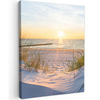 LEINWANDBILD Strand - Sonne - Düne - Gras - Sand - Horizont 30x40 cm - Hellblau, Textil (30/40cm) - MuchoWow