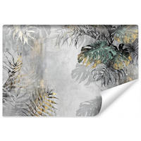 FOTOTAPETE Tropische Blätter Beton Optik Vintage Stil 520x318cm - Beige/Schwarz, Papier (520/318cm) - Muralo