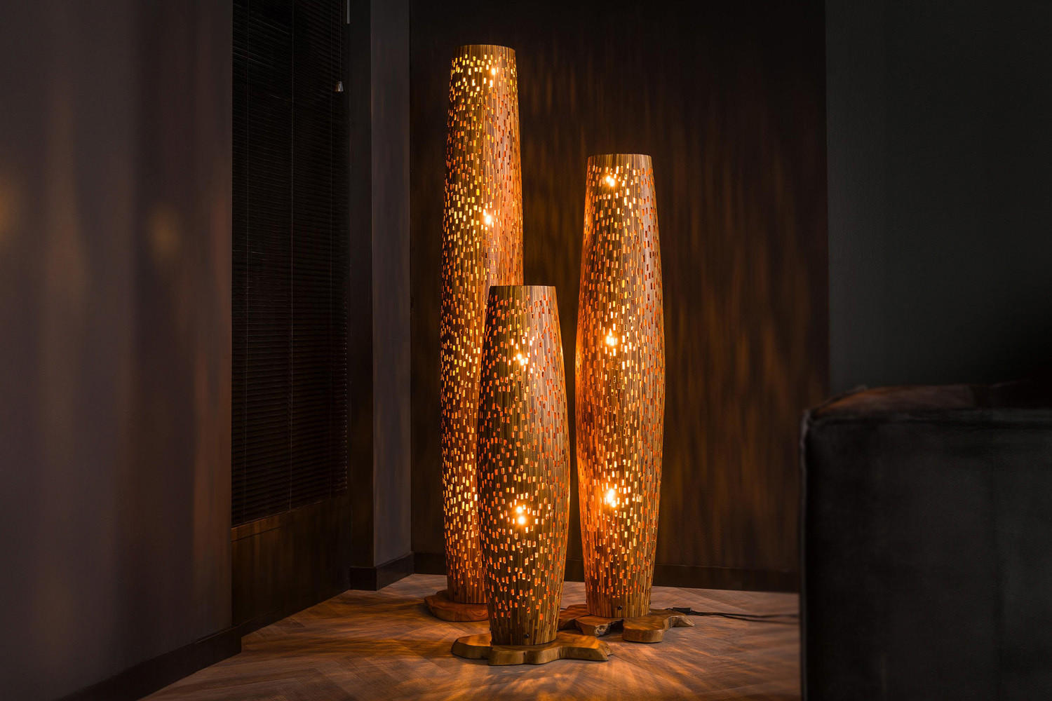 STEHLAMPE EDEIA Holz - Braun, Holz (40/40/184cm) - KAWOLA