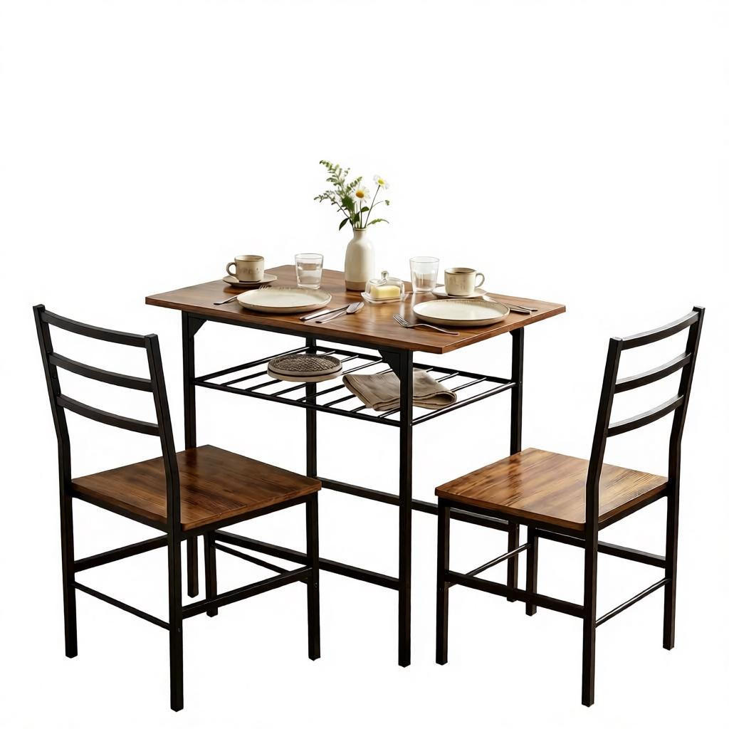 ESSGRUPPE DE-39313 80/50 cm Tisch mit 2 Stühlen Rustikalbraun - Braun, Metall (80/78/50cm) - ComfortXL