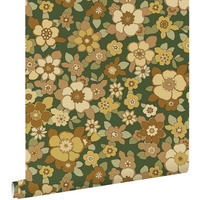 TAPETE Retro Blumen 50 x 900 cm - Grün, Papier (50/900cm) - ESTAhome