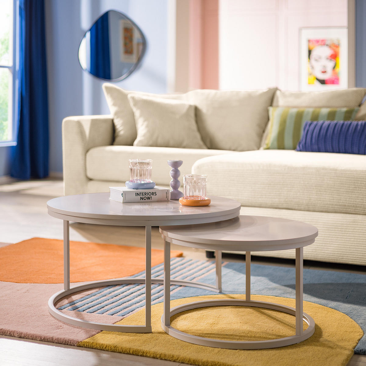 COUCHTISCH - 2er-Set - Kaschmir - Beige, Holzwerkstoff/Metall (74/74/40cm) - home24