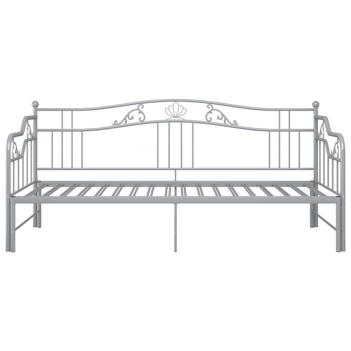 AUSZIEHSOFA BETTGESTELL GRAU METALL 90X200 CM - Grau, Metall - vidaXL