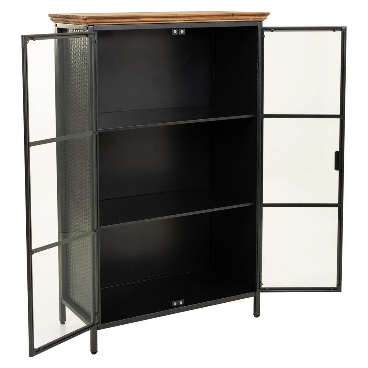 VITRINE aus Metall und Holz, Schwar, 76x37x125 - Multicolor, Metall (76/124.5/37cm) - Wanderlust
