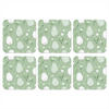 GLASUNTERSETZER 6er-Set Grün - Eier - Muster 10x10 cm - Hellgrün, Naturmaterialien (10/0.2cm) - MuchoWow