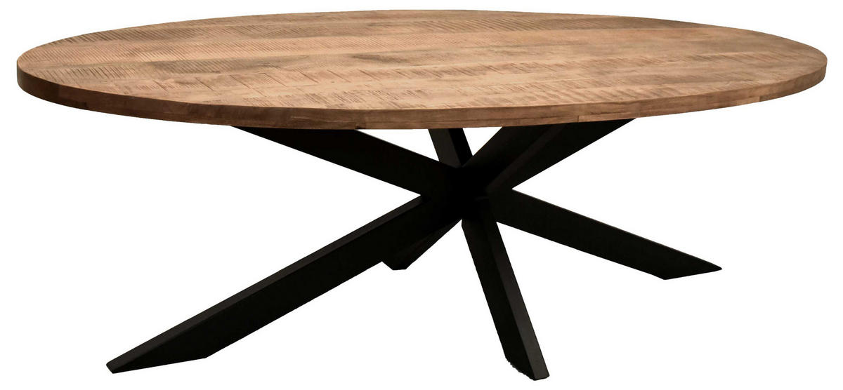 ESSTISCH Avola 180 x 90 cm - Schwarz/Naturfarben, Holzwerkstoff/Metall (90/180/76cm) - Mr. Deko