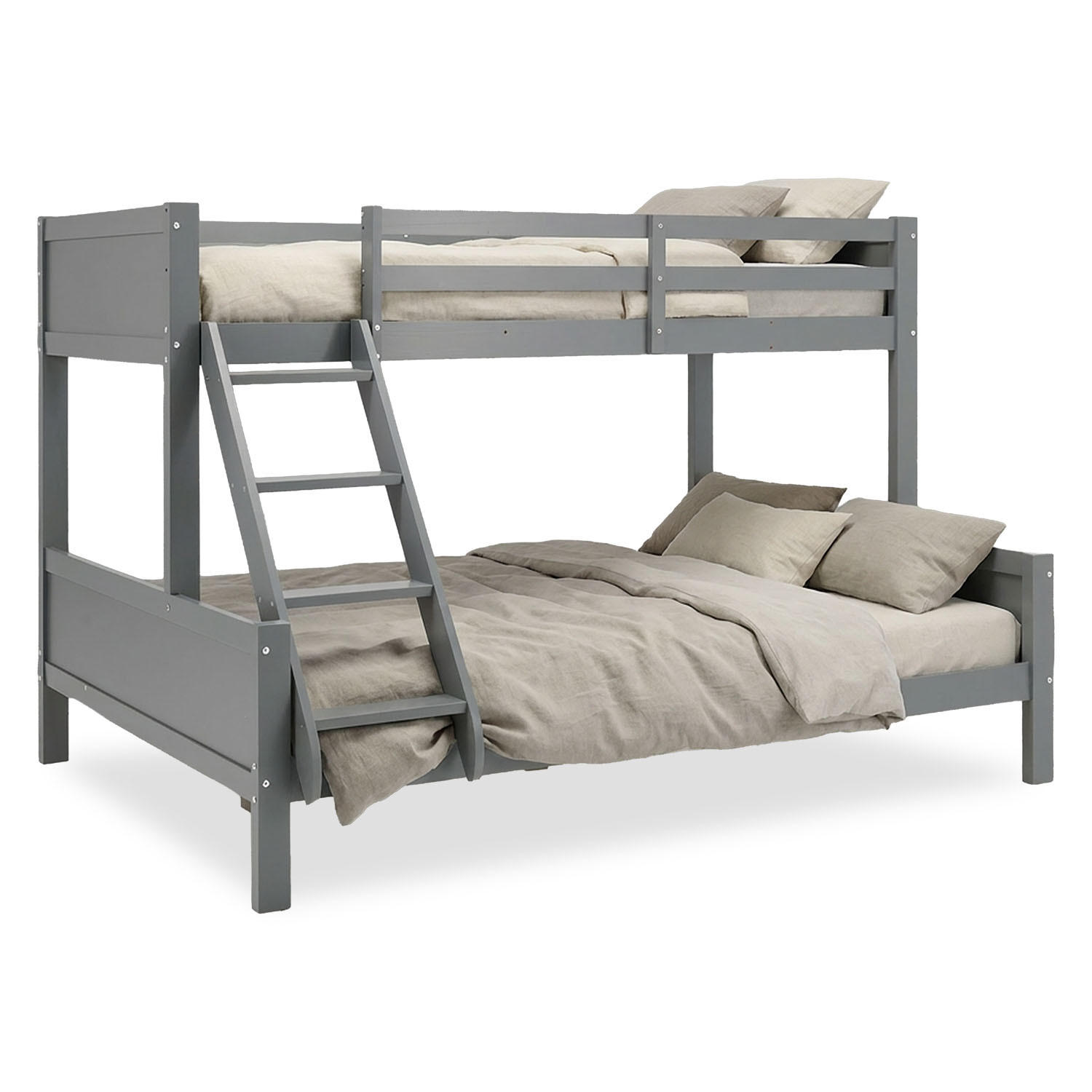 Homestyle4u Etagenbett Grau 140x200 cm
