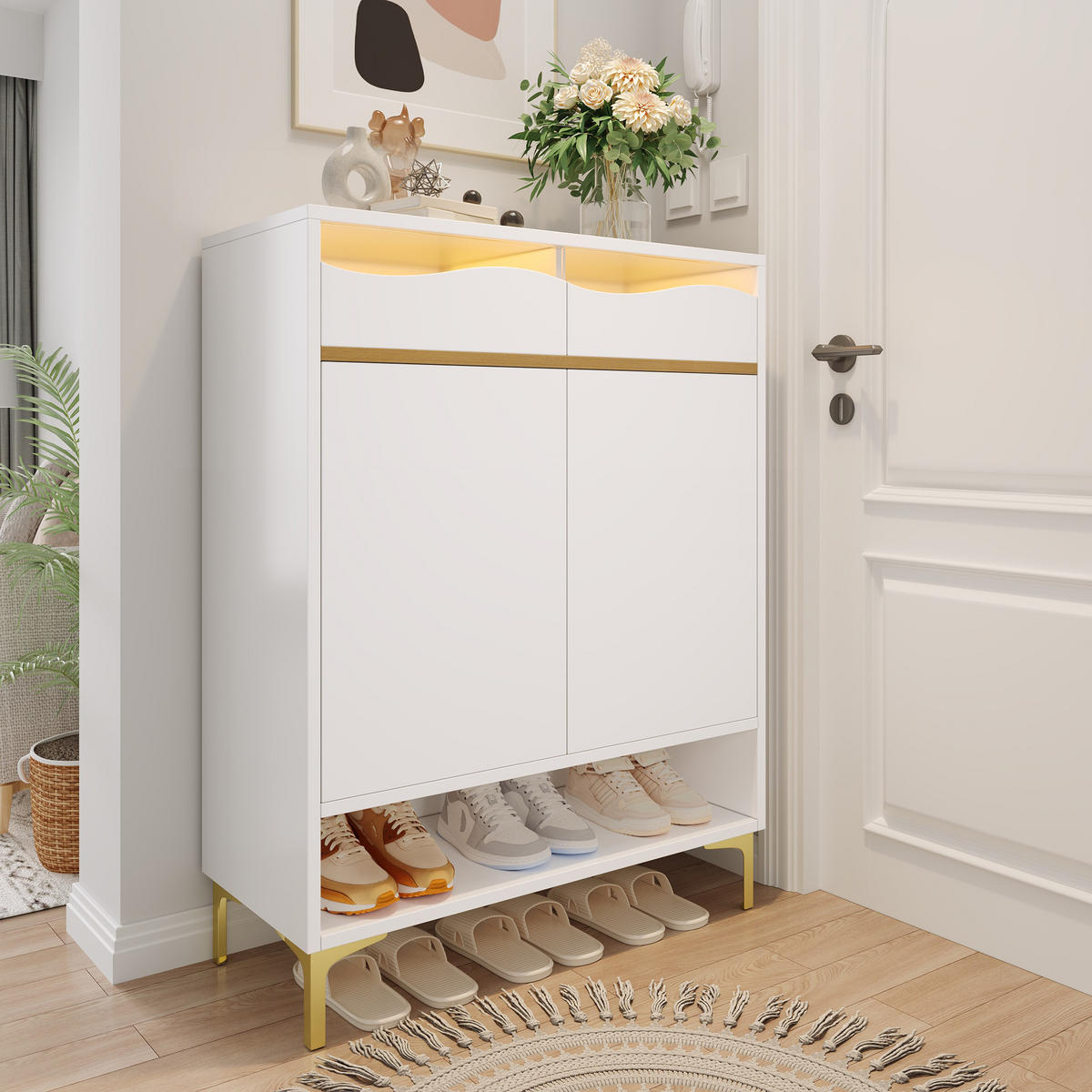 SCHUHSCHRANK Weiß 80/35/105 cm - Weiß, Holzwerkstoff (80/105/35cm) - PANGIVO