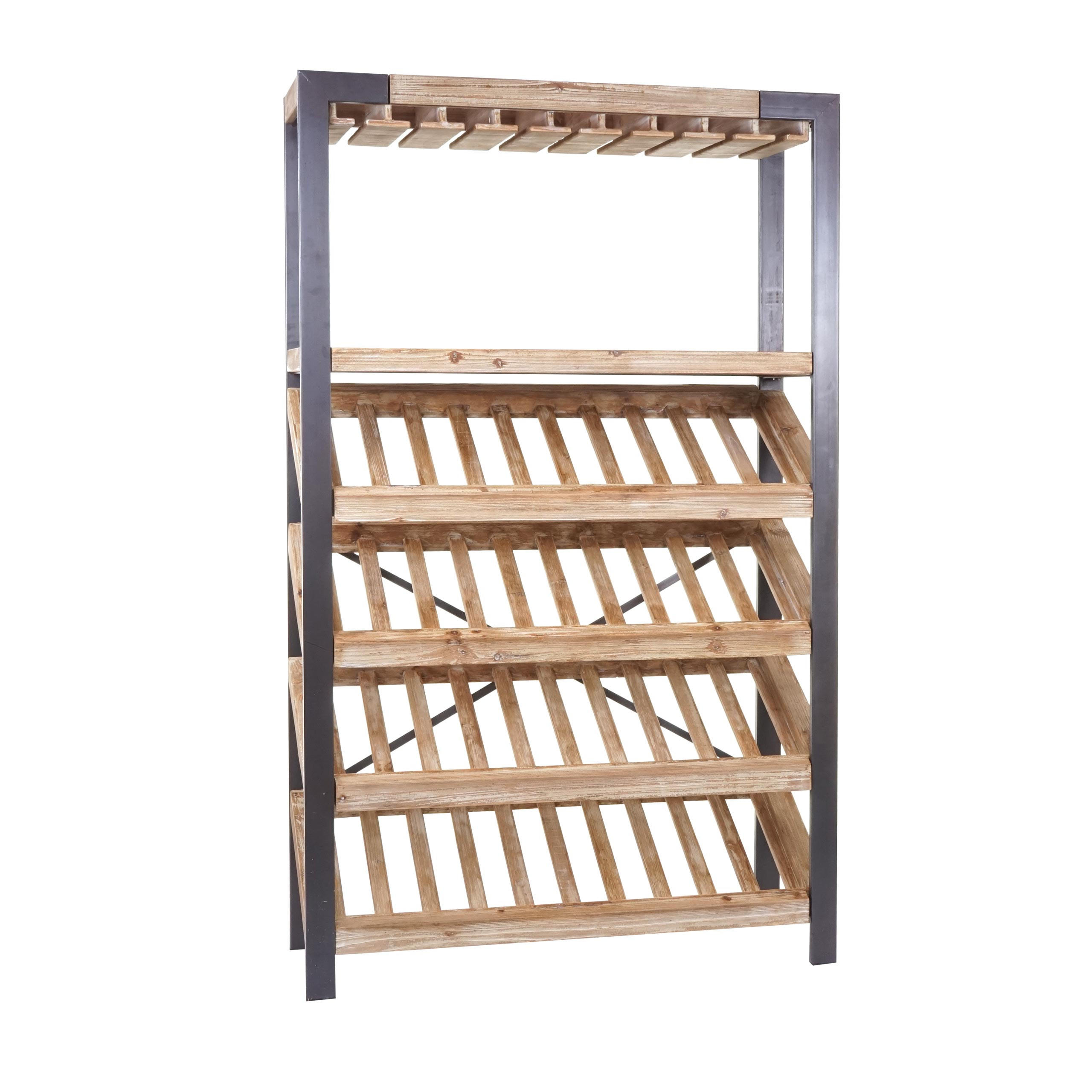 WEINREGAL Braun, Schwarz - Schwarz/Braun, Holz (114/189/39cm) - MCW