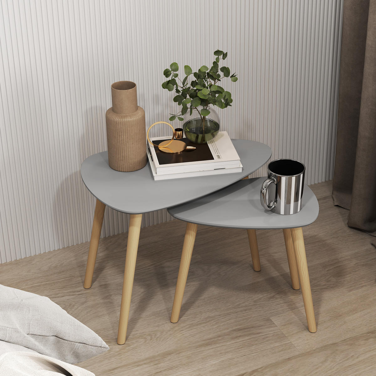 BEISTELLTISCH Grau 2 Stück - Grau, Kunststoff (59.5/39.5/45cm) - GiPP