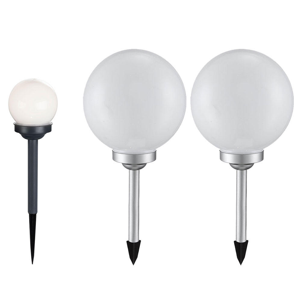 LED AUSSENLEUCHTE Kugel Weiß Solarbetrieben 3er Set - Weiß, Kunststoff (10/10/38cm)