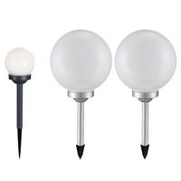 LED AUSSENLEUCHTE Kugel Weiß Solarbetrieben 3er Set - Weiß, Kunststoff (10/10/38cm)