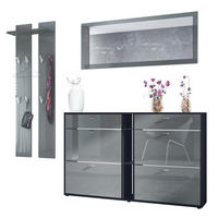 GARDEROBE Orlando Grau Hochglanz - Grau, Holzwerkstoff (215/210/28cm) - Vladon