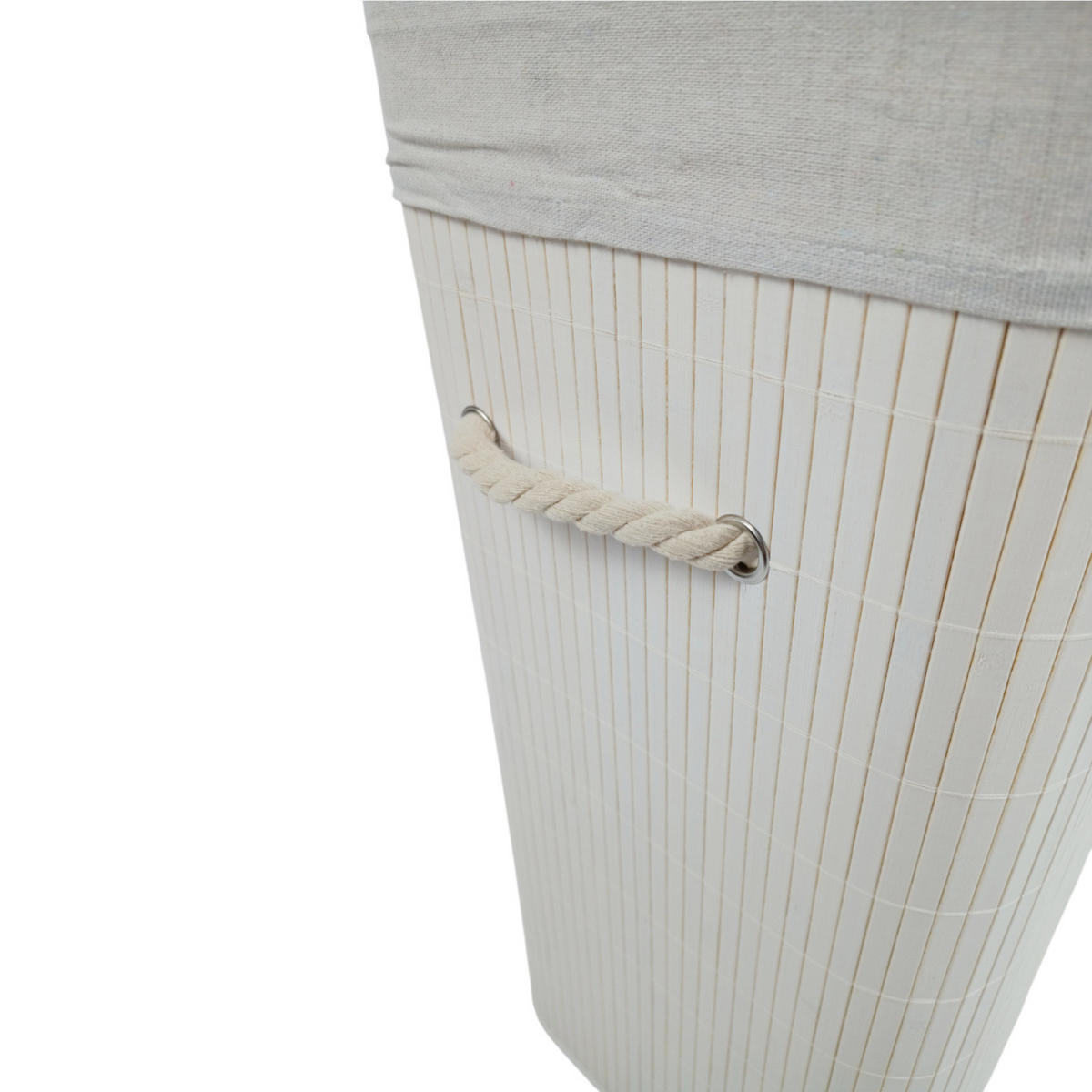 WÄSCHEKORB Bambus Weiß mit Deckel 60x40x30 cm - Weiß, Holz (40/60/30cm) - Begryf