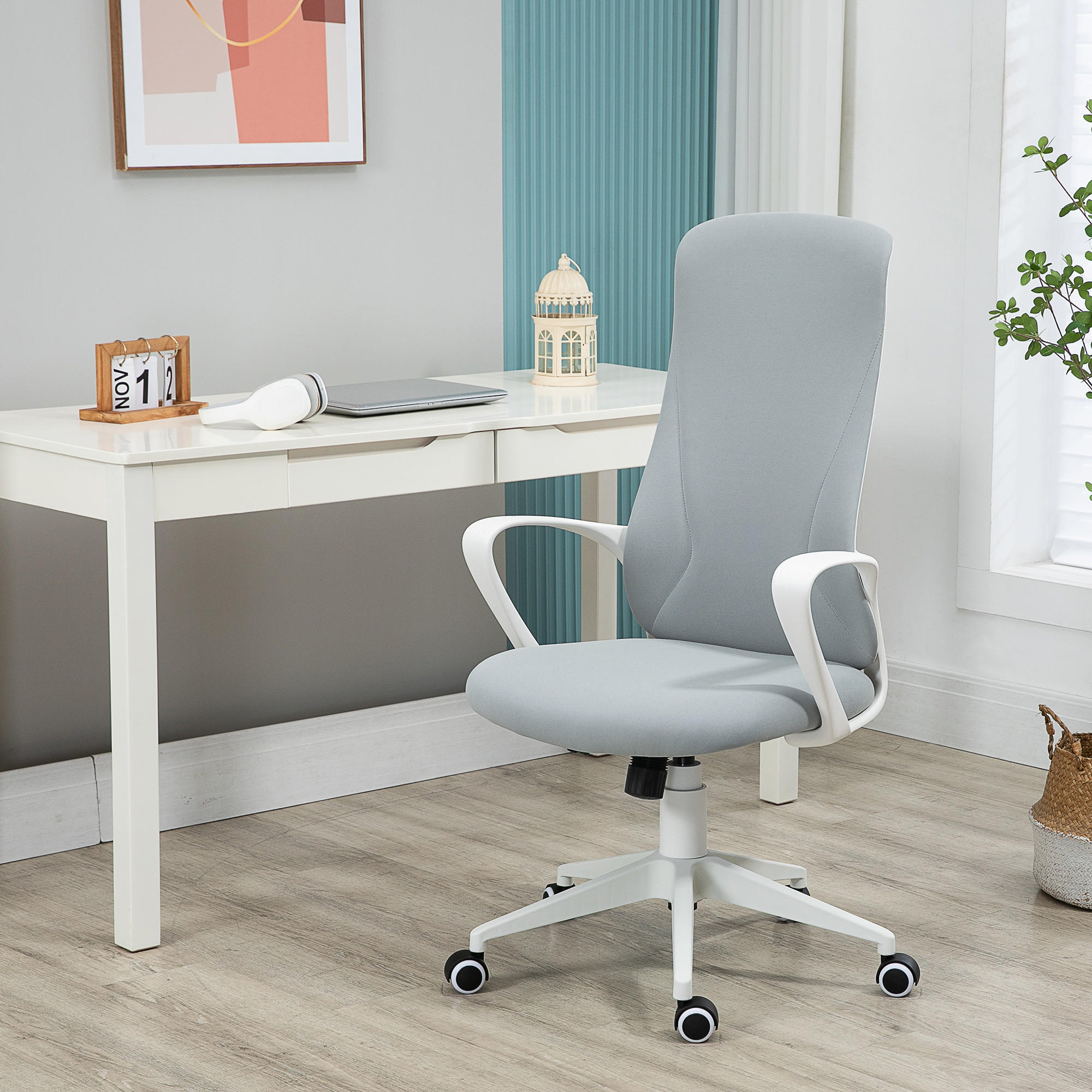 BÜROSTUHL, PC Stuhl, Stretchstoff, Hellgrau - Hellgrau, Textil (56/119.5/62cm) - Vinsetto