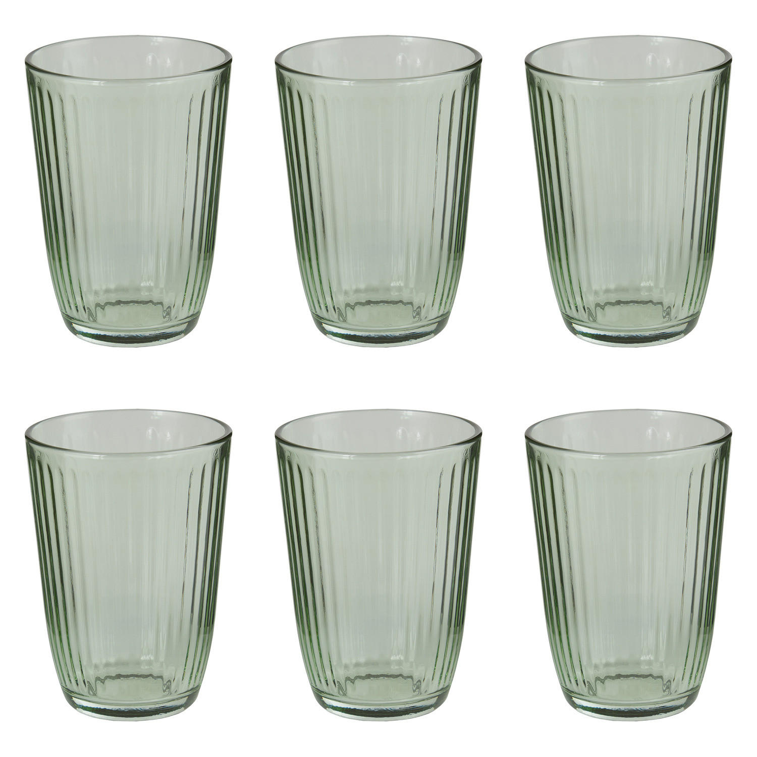 DRINKGLAS (6er Set) Linee - Grün, Glas (0.39L) - BUTLERS