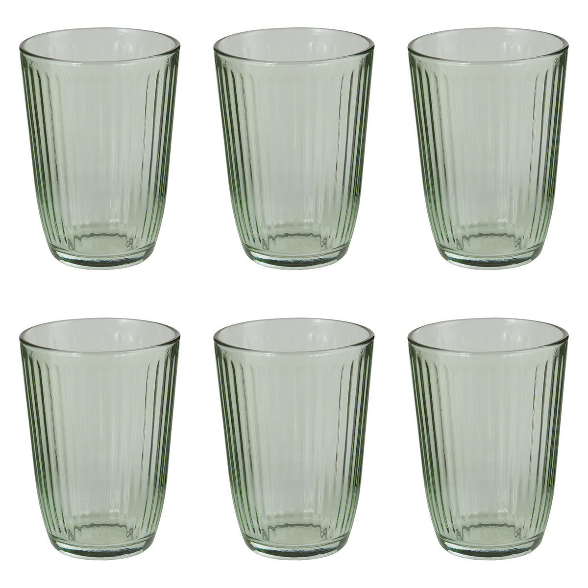 DRINKGLAS (6er Set) Linee - Grün, Glas (0.39L) - BUTLERS