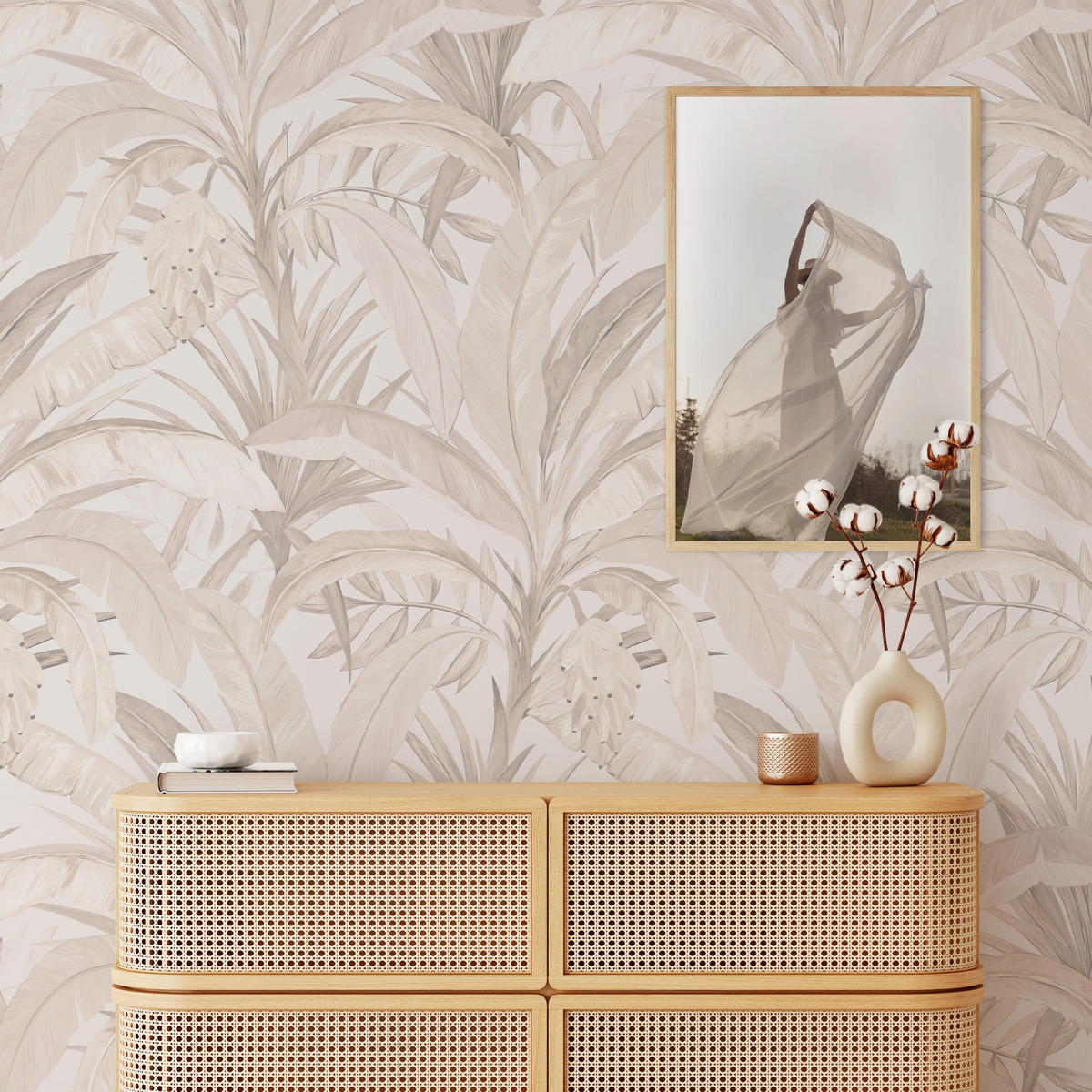 TAPETE Wald aus echtem Papier, 200x280cm, 8 Bögen - Beige, Papier (280/200cm) - WALLPAPERS4BEGINNERS