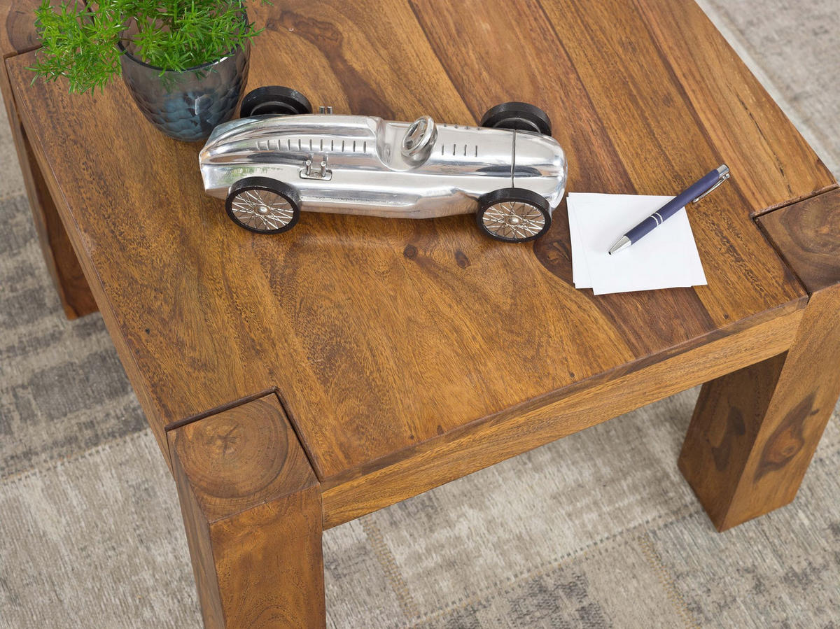 COUCHTISCH aus Akazienholz, rustikal, quadratisch, handgefertigt, Braun 60x60x40 cm - Braun, Holz (60/60/40cm) - KADIMA DESIGN