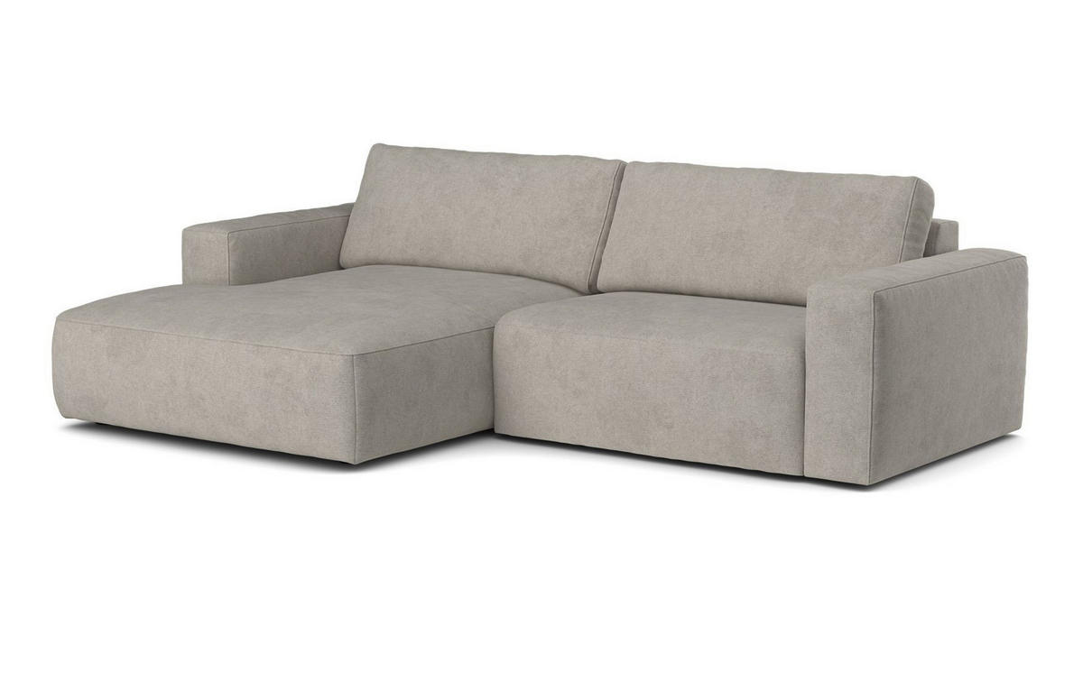 ECKSOFA mit losen Rückenkissen, wasserabweisender All Senses Stoff - Hellgrau/Schwarz, Holz/Kunststoff (288/175cm) - Cotta