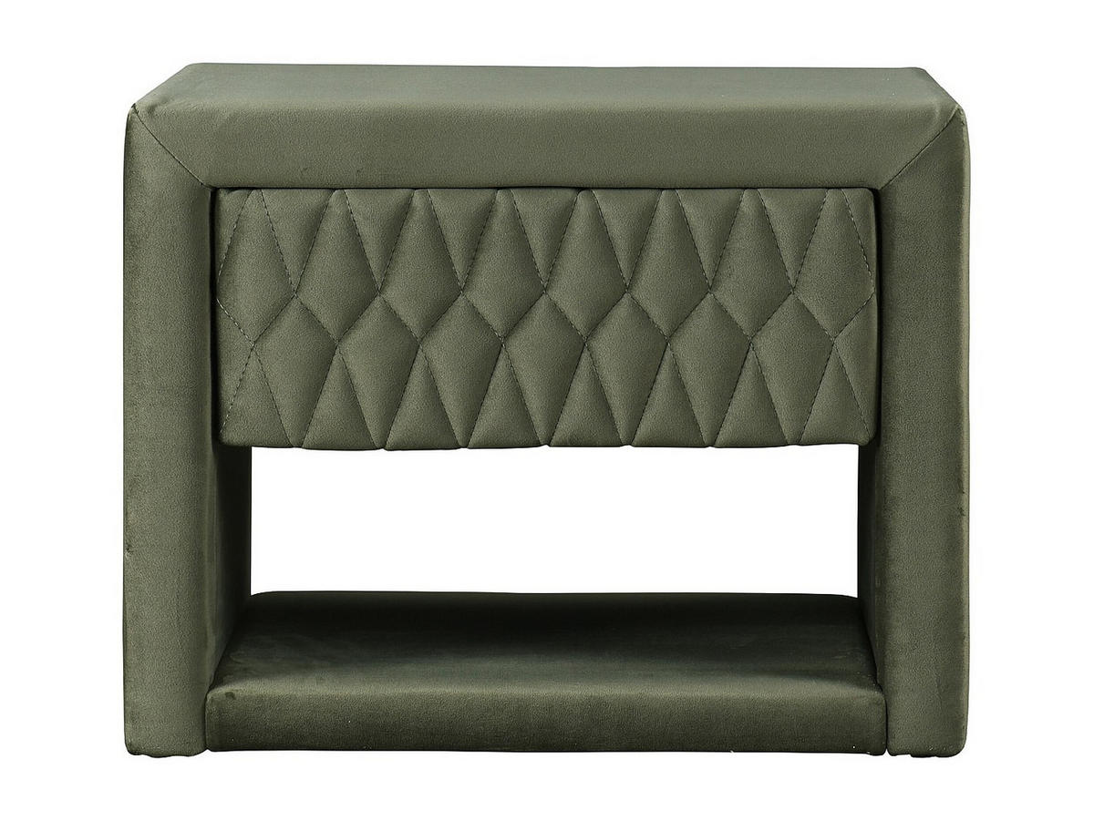 2ER-SET Nachttische DANIELE – 1 Schublade & 1 Ablage – Samt – Olivgrün - Grün, Textil (50/41/35cm) - Vente-Unique