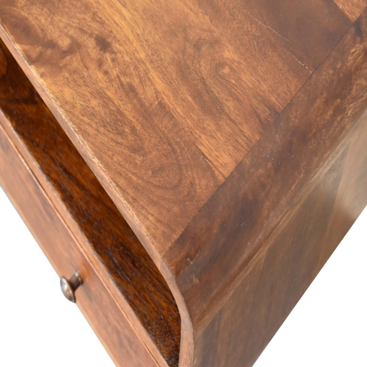 MEDIENANLAGE TV-Schrank aus Massivholz, 2 Schubladen, 1 offenes Regal, nordische Beine, Braun - Messingfarben/Braun, Holz/Metall (60/45/30cm) - Artisan Furniture