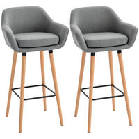 BARHOCKER, Buchenholzbeine, Metall, Grau - Grau, Holz (48/100/55cm) - HOMCOM