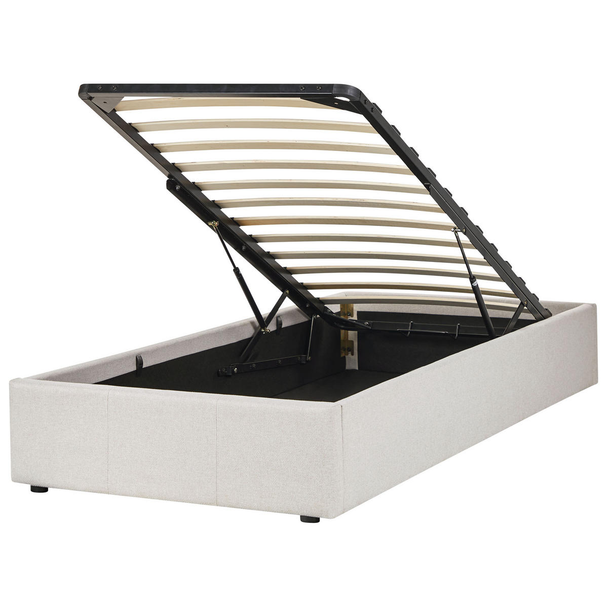 POLSTERBETT Beige 90/200 cm Dinan - Beige, Holz/Textil (90/200cm) - Beliani