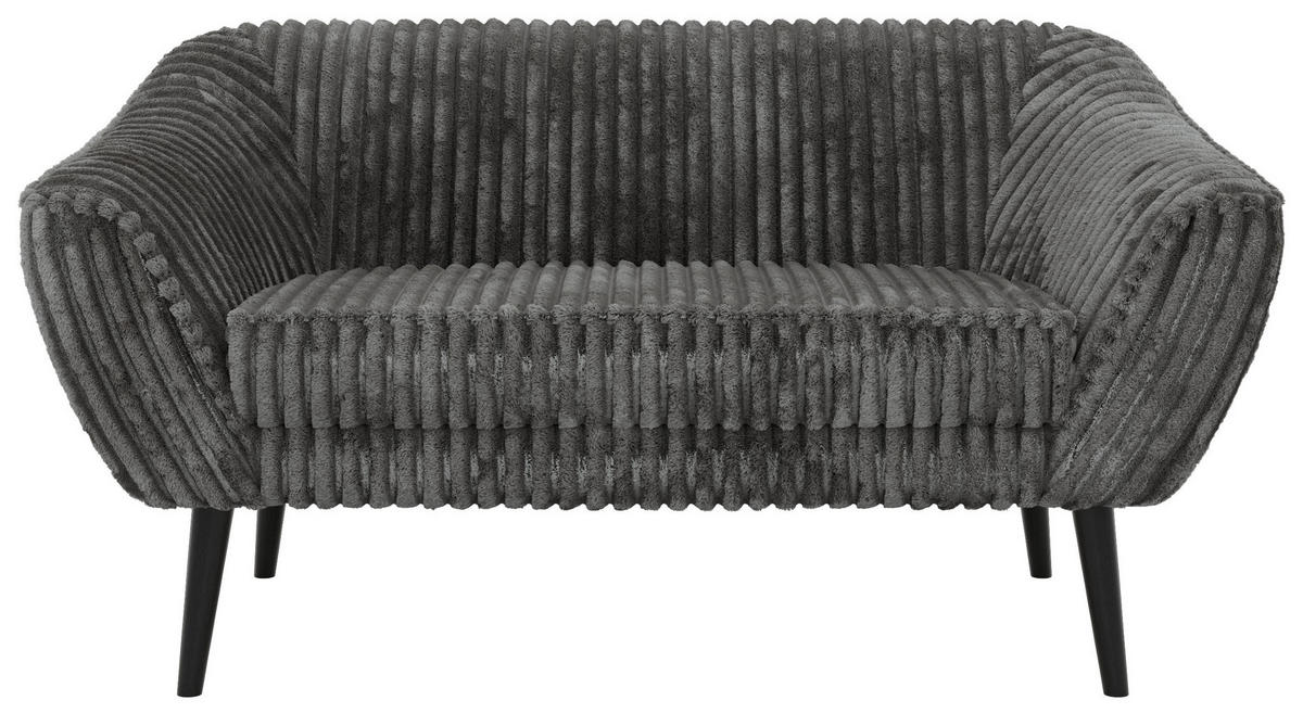 2-SITZER-SOFA PIRS - Grau Cord - Schwarze Beine - Schwarz/Grau, Holzwerkstoff/Textil (140/75/74cm) - MKS