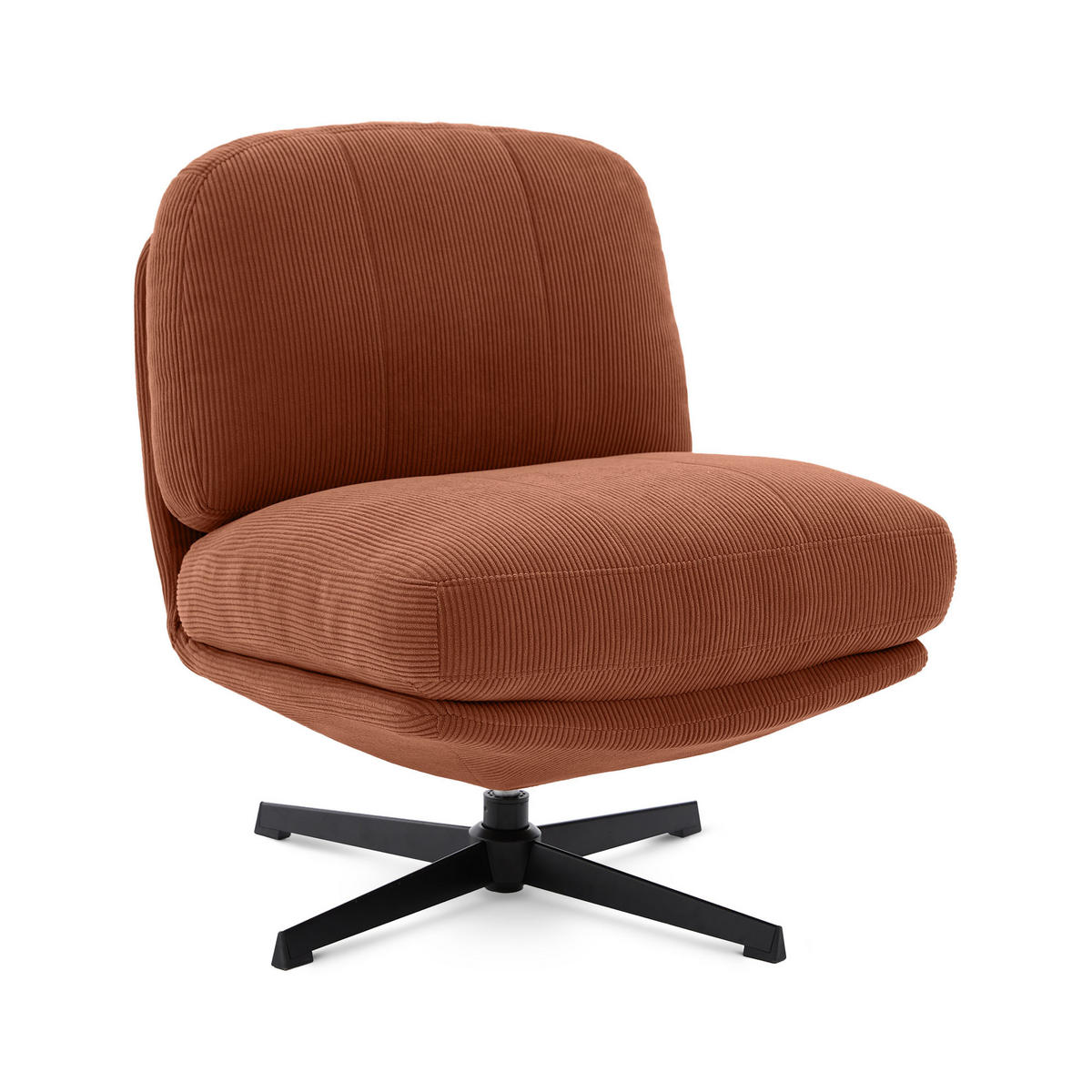 DREHSESSEL Lena aus moderner Cord terrakottafarbenem - Rot/Schwarz, Textil/Metall (67/80/78cm) - Sicaan