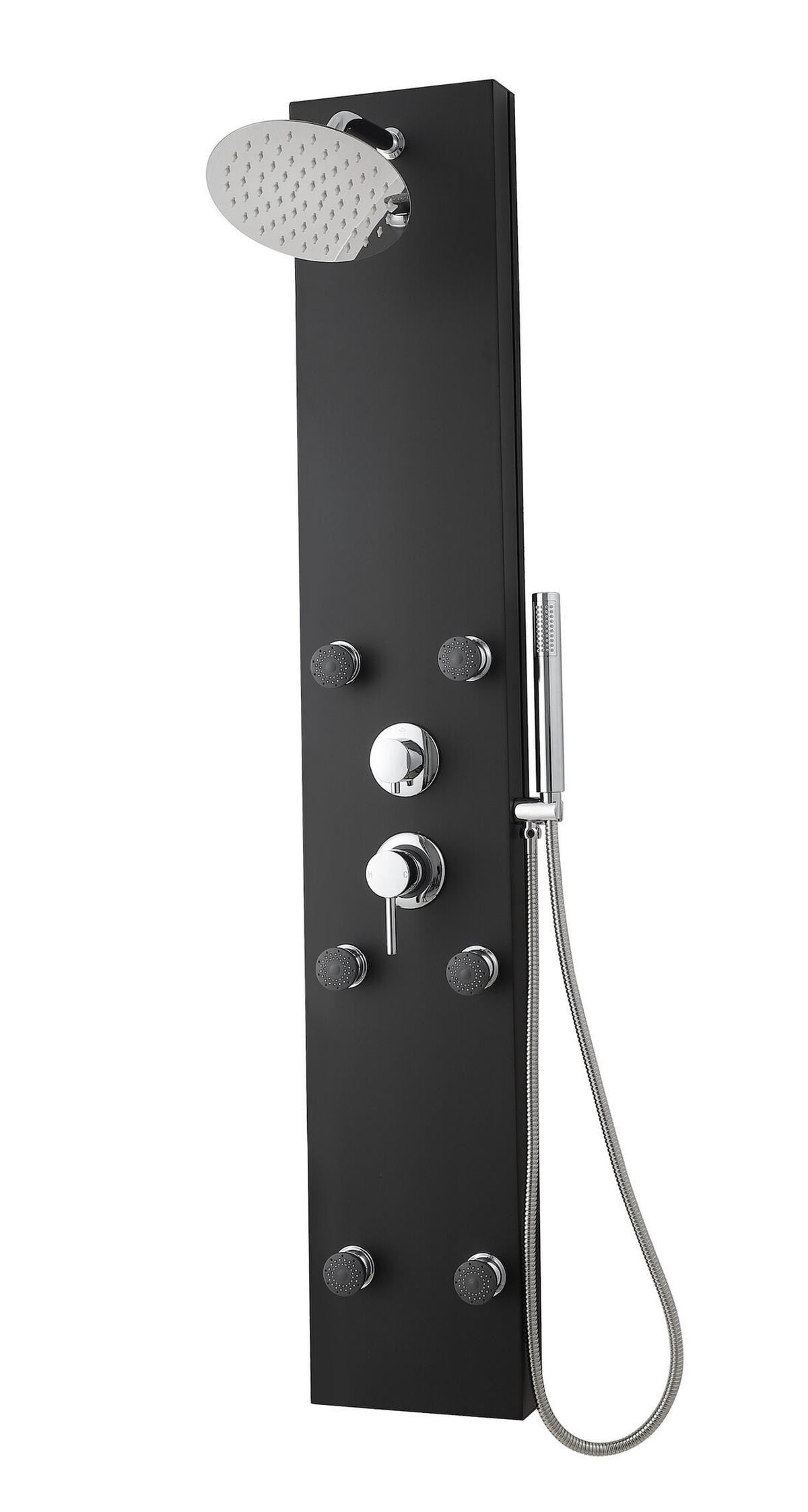 DUSCHPANEEL Valencia Schwarz Kunststoff - 23 x 140 cm - Schwarz, Kunststoff (23/140/7cm) - Badplaats