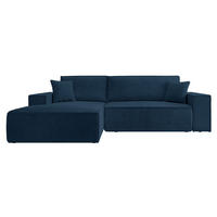 ECKSOFA Farese New Dunkelblau mit Cordbezug, links - Schwarz/Dunkelblau, Kunststoff/Textil (267/167cm) - Selsey