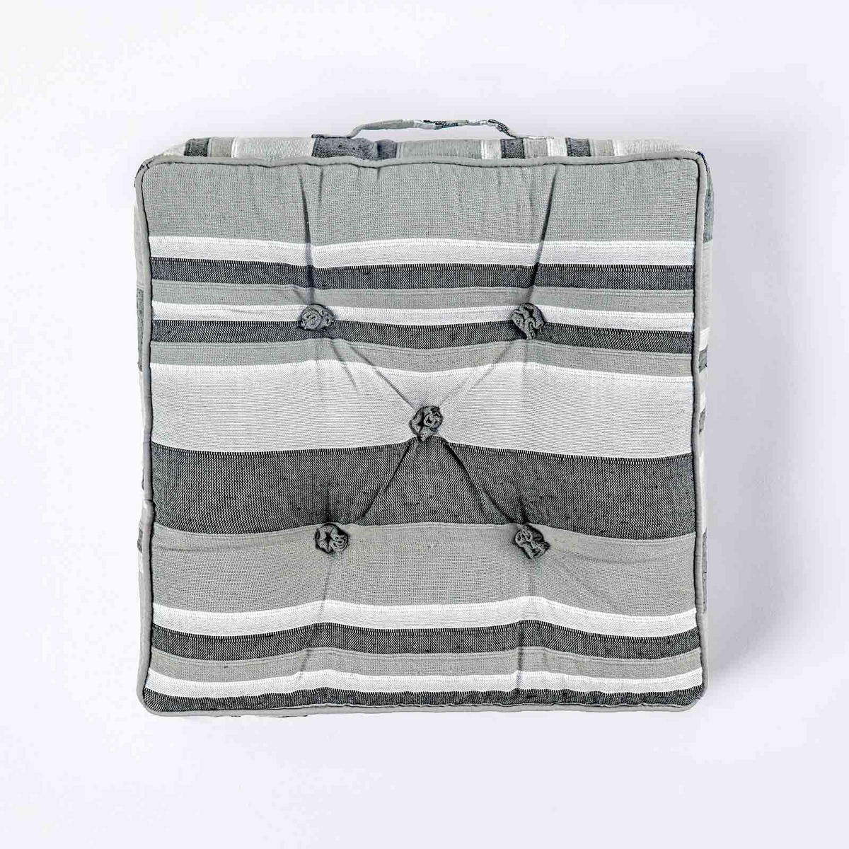 SITZKISSEN Morocco grau-weiß gestreift 40/40/8 cm - Hellgrau, Textil (40/40/8cm) - Homescapes
