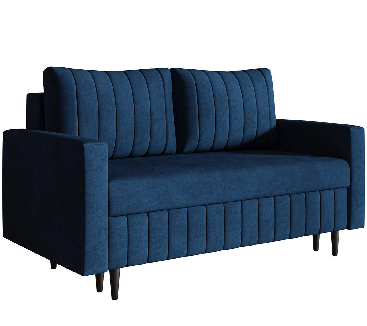 SCHLAFSOFA 160 cm Scandi, 2-seater, Bettkasten, Beine, Dunkelblau - Dunkelblau, Holz (160/94/90cm) - Emporius
