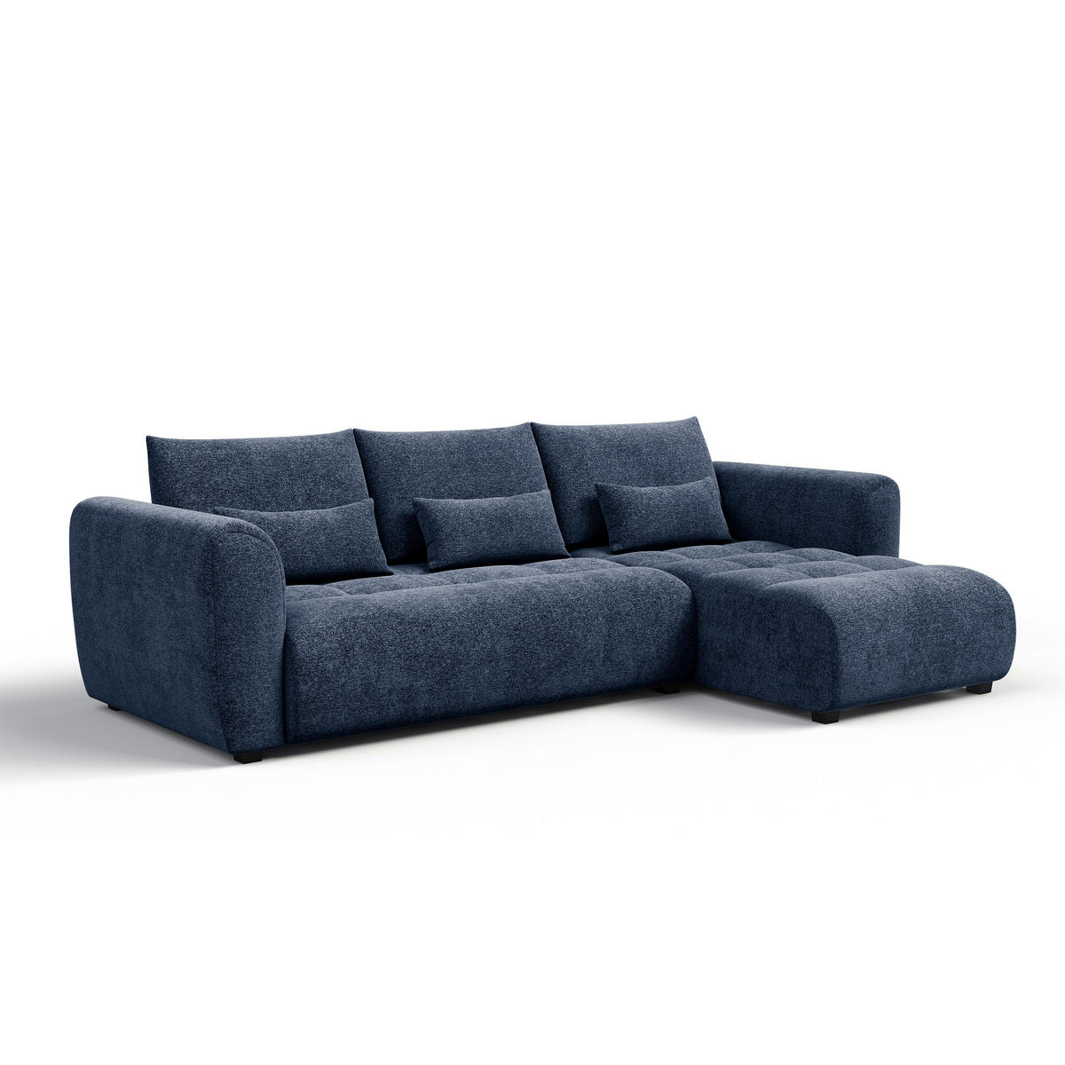 ECKSOFA SORENO 4-Sitzer, dunkelblau - Schwarz/Dunkelblau, Holz/Textil (293/171cm) - Courtois Laville
