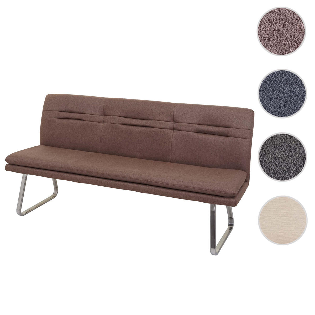 SITZBANK Braun, Silber - Silberfarben/Braun, Textil (180/90/59cm) - Jamb