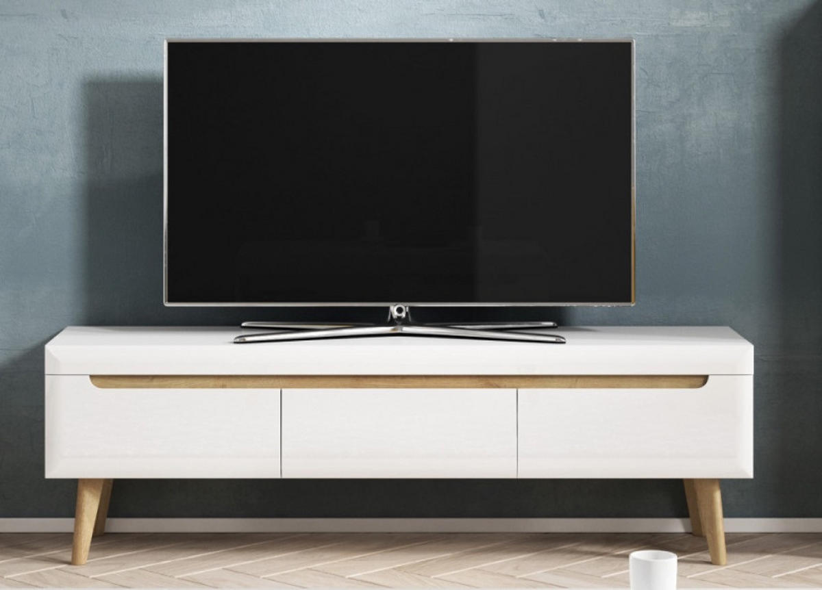 SCHRANK Weiß Nordan TV-Unterteil Riviera Eiche 160 cm - Eichefarben/Weiß, Holzwerkstoff (160/50/40cm) - Sepro Meble
