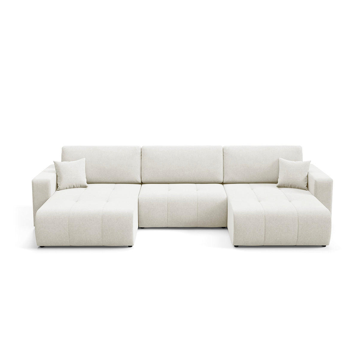 PANORAMASOFA Giulia 5 Sitzplätze Cremefarben - Weiß, Holz (344/82/149cm) - Petits-meubles