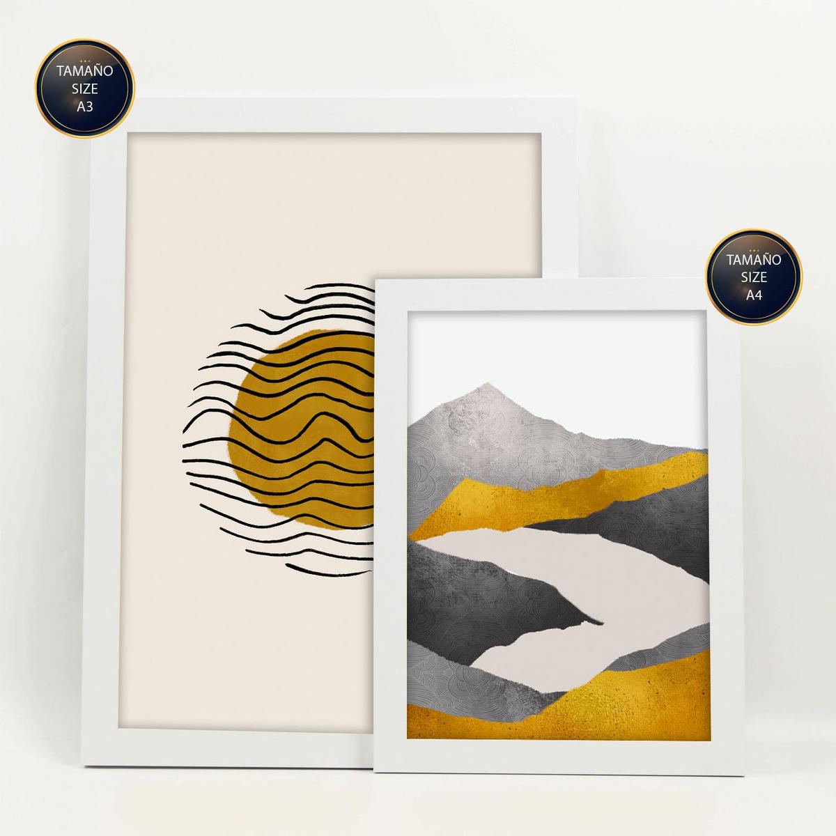 POSTER Set Mit 6 Zykloidale Natur In Kulissen Abstracts Ästhetische Dekorative Gemälde Für Ihr Wohnzimmer, Schlafzimmer, Zuhause A3 & A4 Weißer Rahmen - Weiß, Papier (29/3cm) - Nacnic